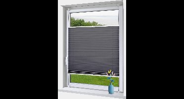 Plissé rolgordijn Klemmfix zonder bore light doorlatend Crushed Look Vouwgordijn voor ramen en deuren Easyfix Grijs 105x130cm