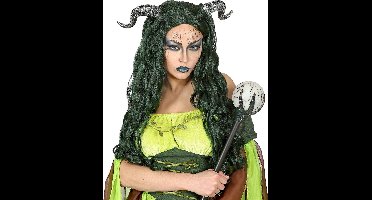 Mooie pruik met zwarte hoorns