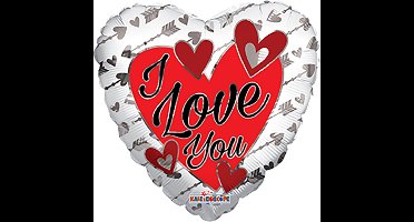 Helium Ballon -  Hart I Love You - Zilver - 45cm - Leeg