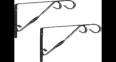 Nature Muurhaken - 2x - groen - 21.5 x 40 cm - geplastificeerd verzinkt staal - hanging basket haak