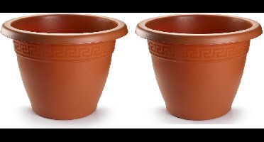 3x stuks bloempot terra cotta rond diameter 50 cm - Bloemen/plantenbak/plantenpot van kunststof