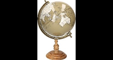 Items Deco Wereldbol/globe op voet - kunststof - taupe - home decoratie artikel - D22 x H33 cm