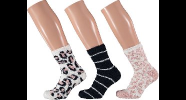 Apollo Dames Bedsokken Leopard Roze One Size 3 paar