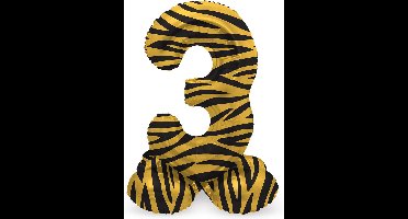 Folat - Staande folieballon Cijfer 3 Tiger Chic - 72 cm