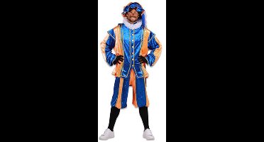 Piet kostuum velours de panne blauw /oranje.