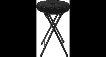 Home & Styling Bijzet krukje/stoel - Opvouwbaar - Zwart - Ribcord - D33 x H49 cm
