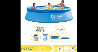 Intex Easy Set Zwembad - Opblaaszwembad - 305x76 cm - Inclusief Afdekzeil, Onderhoudspakket, Filter, Grondzeil en Stofzuiger