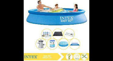 Intex Rond Opblaasbaar Easy Set Zwembad - 305 x 61 cm - Blauw - Inclusief Solarzeil - Onderhoudspakket - Zwembadfilterpomp - Filter - Grondzeil - Stofzuiger - Solar Mat - 8-delig