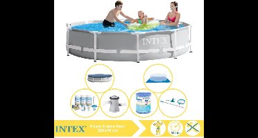 Intex Prism Frame Zwembad - Opzetzwembad - 305x76 cm - Inclusief Afdekzeil, Onderhoudspakket, Zwembadpomp, Filter, Grondzeil en Onderhoudsset