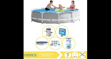 Intex Prism Frame Zwembad - Opzetzwembad - 305x76 cm - Inclusief Afdekzeil, Onderhoudspakket, Filter en Zwembadtegels