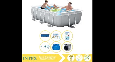 Intex Prism Frame Zwembad - Opzetzwembad - 300x175x80 cm - Inclusief Afdekzeil, Onderhoudspakket, Filter, Onderhoudsset, Voetenbad en Warmtepomp HS