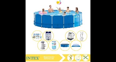 Intex Metal Frame Zwembad - Opzetzwembad - 457x122 cm - Inclusief Filter, Zoutsysteem en Zout