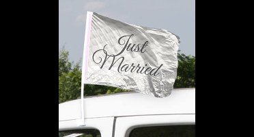 Just Married : vlag voor wagen / HUWELIJK / per set 2 stuks