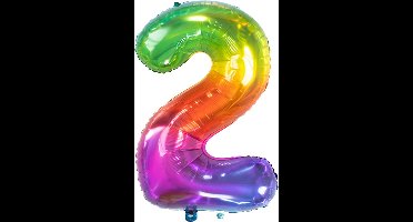 Folat - Folieballon Cijfer 2 Yummy Gummy Rainbow - 86 cm