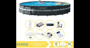Intex Ultra XTR Frame Zwembad - Opzetzwembad - 732x132 cm - Inclusief Filterbollen, Stofzuiger, Zoutsysteem en Zout