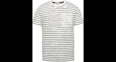 Cast Iron - T-Shirt Strepen Borstzak Wit - Heren - Maat XXL - Regular-fit