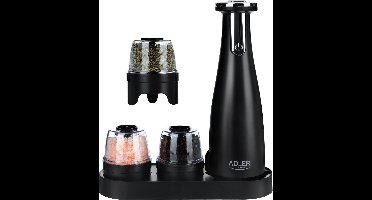 Adler AD 4449b Elektrische Zout- en Pepermolen - Set - 3 molens - USB