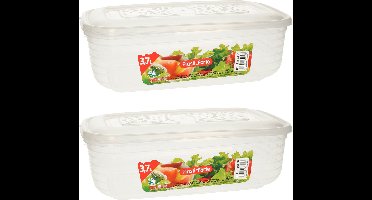 PlasticForte Vershoudbakje - 4x - vriezer en magnetron - 3,7L - kunststof - mealprep