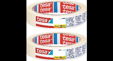 Tesa Afplaktape - 6x rol - wit - 19 mm x 25 m - schilderstape - maskeertape - Masking tape