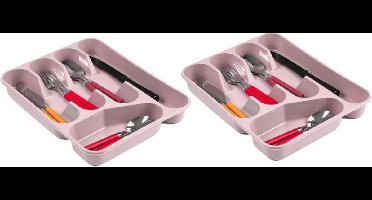 Bestekbak/bestekhouders 5-vaks roze - 27 x 34 x 5 cm - Keuken opberg accessoires