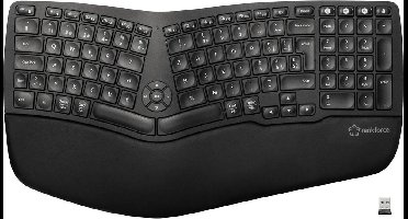 Renkforce RF-WKB-511 Bluetooth®, draadloos toetsenbord Zwitserland, QWERTZ zwart ergonomisch, oplaadbaar