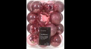 Decoris kerstballen - 50x stuks - 6 cm -kunststof - oudroze