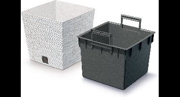 Prosperplast Plantenpot/bloempot - buiten - kunststof - wit - Eco wood look - D29 x H29 cm