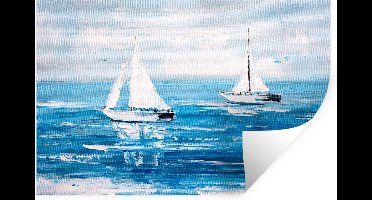 Muurstickers - Sticker Folie - Schilderij - Olieverf - Boot - Water - 30x20 cm - Plakfolie - Muurstickers Kinderkamer - Zelfklevend Behang - Zelfklevend behangpapier - Stickerfolie
