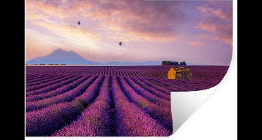 Muurstickers - Sticker Folie - Lavendel - Luchtballon - Berg - Paars - 30x20 cm - Plakfolie - Muurstickers Kinderkamer - Zelfklevend Behang - Zelfklevend behangpapier - Stickerfolie