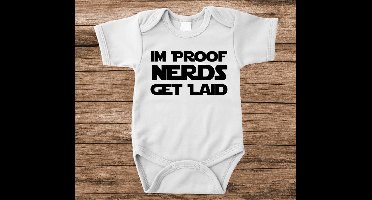 Soft Touch Rompertje met tekst - im proof nerds get laid | Baby rompertje met leuke tekst | | kraamcadeau | 0 tot 3 maanden | GRATIS verzending