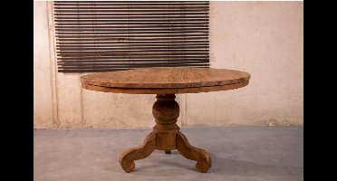 D - Livingfurn - Eetkamertafel DK Rond - Teak Hout - Klassieke Poot - 140 cm