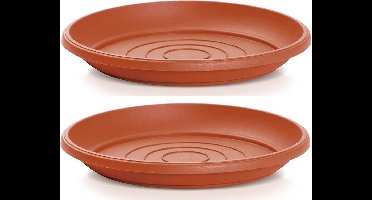 Prosperplast Opvangschaal/onderschaal voor bloempot/plantenpot - 4x - terracotta - rond - Dia 21 cm