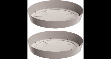 Prosperplast Opvangschaal/onderschaal voor bloempot/plantenpot - 8x - beige - rond - Dia 12,5 cm