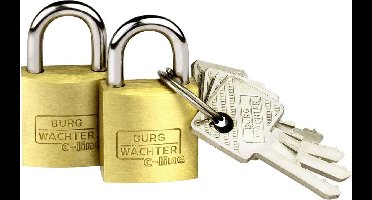 Burg Wächter 2er Set Duo 222 20 SB Hangslot Gelijksluitend Messing Sleutelslot