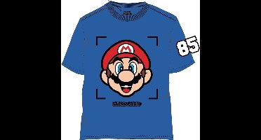 Super Mario Bros T-shirt - Koningsblauw. Maat 98 cm / 3 jaar.