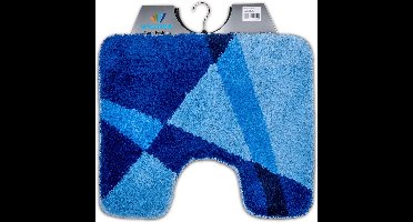 Wicotex - Toiletmat strepen Blauw - Antislip onderkant - WC mat met uitsparing - Afmeting 50x60cm