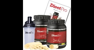 2 potten DieetPro Banaan plus Gratis Shaker