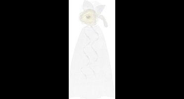 PartyDeco trouwauto antenne lint boeket - Bruiloft - wit/creme - 2x stuks - just married