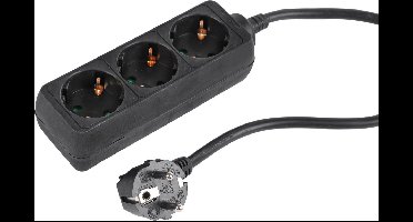 Stekkerdoos met 3 contacten / zwart - 3 meter