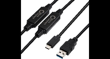 Microconnect USB3.1CA10AMP USB-kabel 10 m USB 3.2 Gen 1 (3.1 Gen 1) USB A USB C Zwart