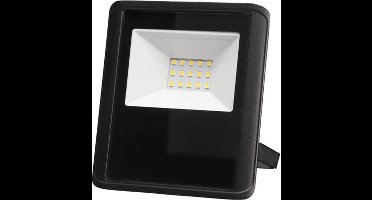 Perel led-schijnwerper, 10 W, 700 lm, 4000°K, neutraalwit, voor binnen en buiten, verstelbare montagebeugel, waterdichte aansluitdoos, aluminium, zwart