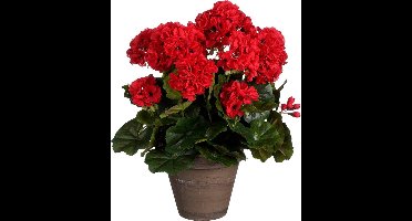Mica Decorations Geranium Kunstplant - 27x27x41 cm - Polyester - Rood