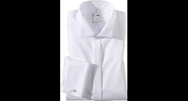 OLYMP Luxor comfort fit overhemd - smoking overhemd - wit - gladde stof met wing kraag - Strijkvrij - Boordmaat: 45