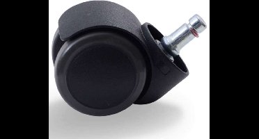 5x Workliving Bureaustoelwielen No-Noise 11x50mm - Zachte wielen - Harde vloeren - Ongeremd