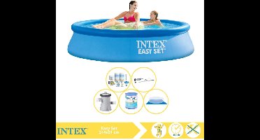 Intex Easy Set Zwembad - Opblaaszwembad - 244x61 cm - Inclusief Onderhoudspakket, Zwembadpomp, Filter, Grondzeil en Stofzuiger