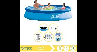 Intex Easy Set Zwembad - Opblaaszwembad - 366x76 cm - Inclusief Solarzeil Pro, Onderhoudspakket, Zwembadpomp, Filter en Stofzuiger