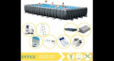 Intex Ultra XTR Frame Zwembad - Opzetzwembad - 975x488x132 cm - Inclusief Filterzand, Stofzuiger, Zoutsysteem en Zout