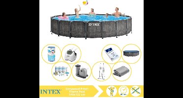 Intex Prism Frame Greywood Zwembad - Opzetzwembad - 549x122 cm - Inclusief Filter, Zoutsysteem en Zout