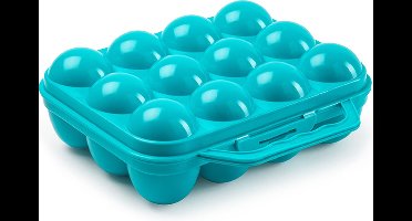 Plasticforte Eierdoos - koelkast organizer eierhouder - 12 eieren - blauw - kunststof - 20 x 18,5 cm