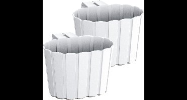Prosperplast Muur plantenpot/bloempot - Set van 2x stuks - hangend - kunststof - 29 x 21 x 13 cm - parel wit - binnen/buiten